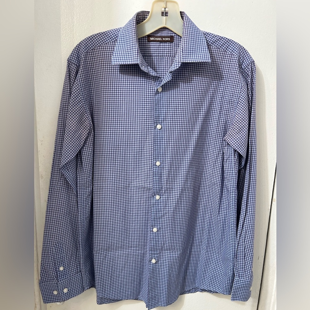 Boys Michael Kors Long Sleeve Button Down Blue Plaid Size 18
